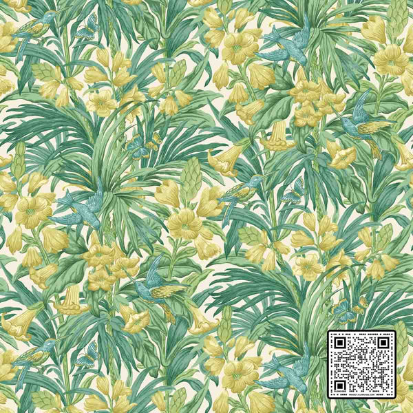  TRUMPET FLOWERS NON WOVEN GREEN   WALLCOVERING available exclusively at Designer Wallcoverings