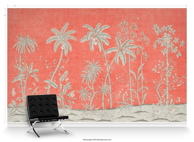 Bella Palmera Orange by Et Cie Wall Panels - Designer Wallcoverings and Fabrics
