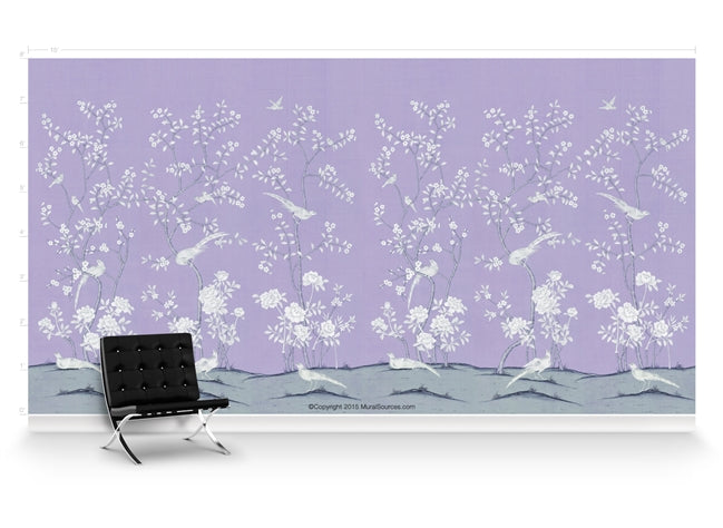 Bravo Birds & Blossoms Lavendar Purple by Et Cie Wall Panels - Designer Wallcoverings and Fabrics