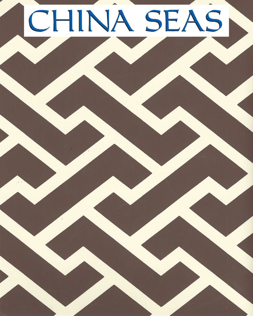 Aga Reverse Brown on Off White Screen Printed Wallpaper | China Seas