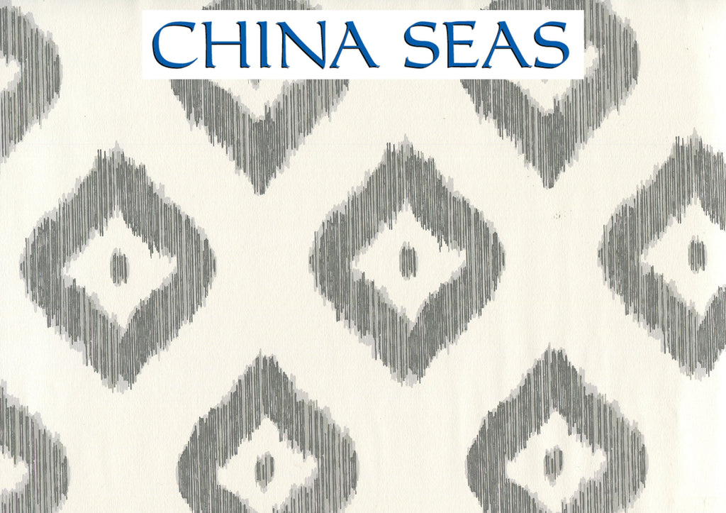 Bali Diamond Multi Greys on Almost White Screen Printed Wallpaper | China Seas