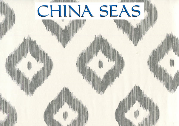 Bali Diamond Multi Greys on Almost White Screen Printed Wallpaper | China Seas