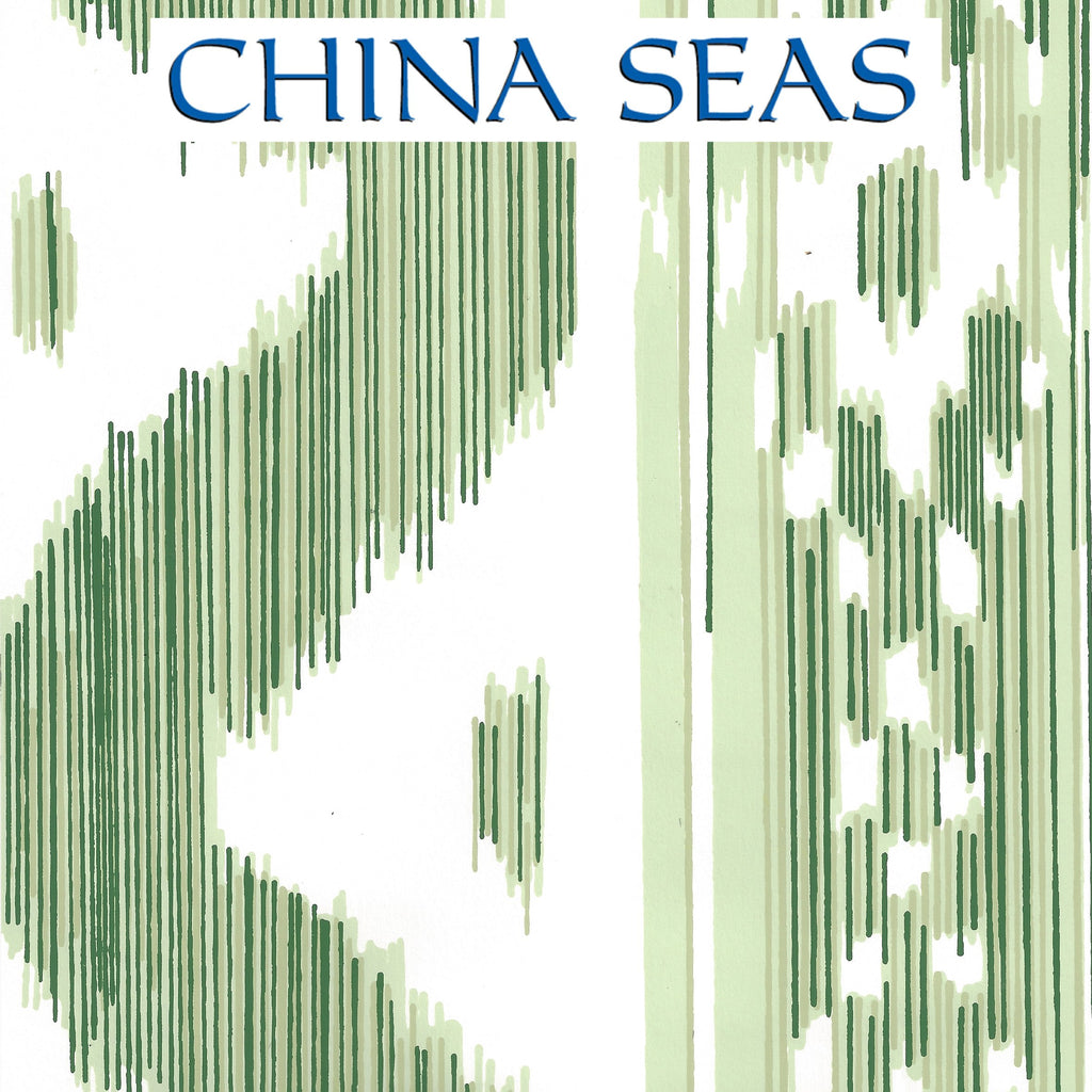 Bali Hai Greens on Almost White Screen Printed Wallpaper | China Seas