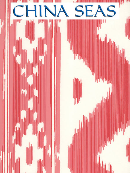 Bali Hai Reds on Almost White Screen Printed Wallpaper | China Seas