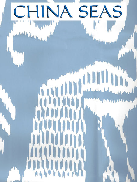 Bali II French Blue on White Screen Printed Wallpaper | China Seas
