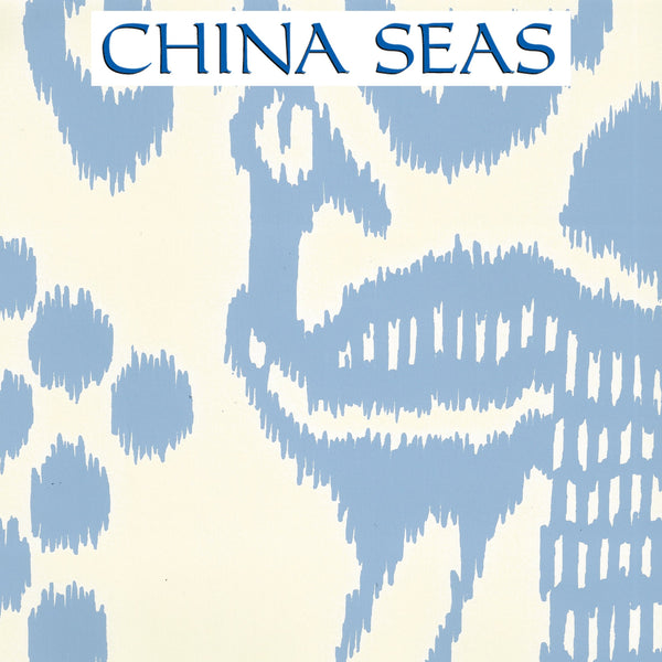 Bali Isle French Blue on Off White Screen Printed Wallpaper | China Seas