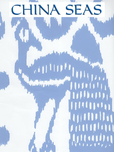Bali Isle French Blue on White Vinyl Screen Printed Wallpaper | China Seas