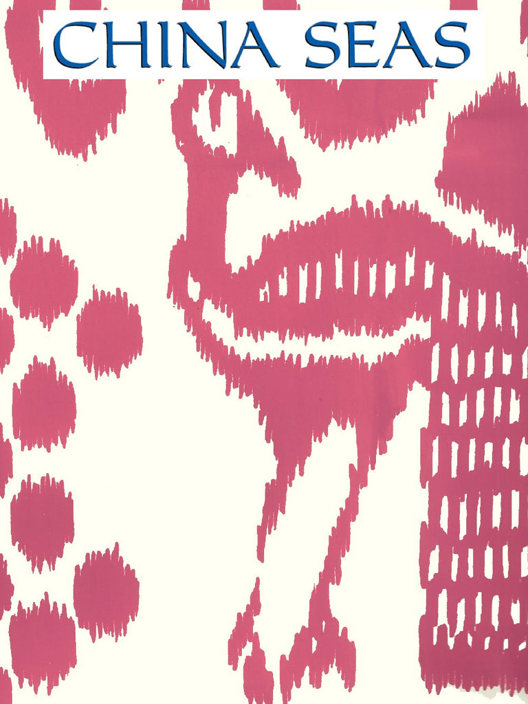 Bali Isle Magenta on Off White Screen Printed Wallpaper | China Seas