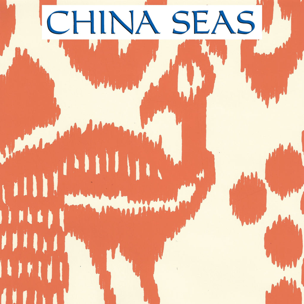 Bali Isle Orange on Off White Screen Printed Wallpaper | China Seas
