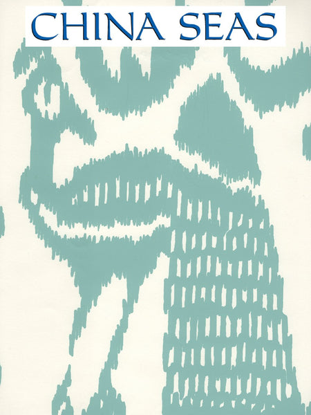 Bali Isle Turquoise on Almost White Screen Printed Wallpaper | China Seas
