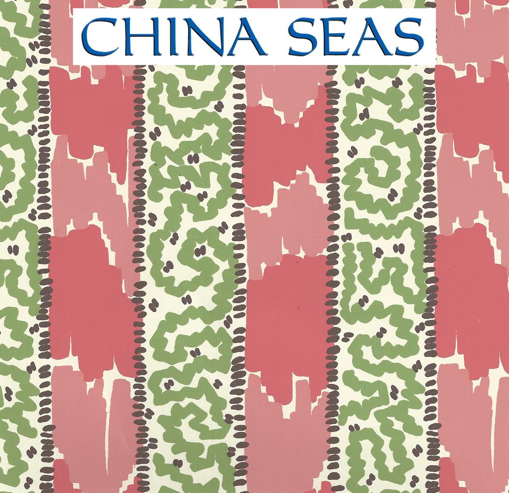Bijou Stripe Jungle Green New Shrimp Brown Screen Printed Wallpaper | China Seas
