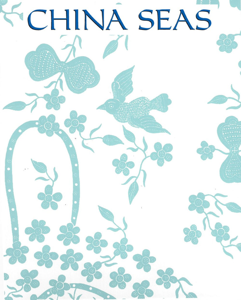 Birds II New Blue on White Screen Printed Wallpaper | China Seas
