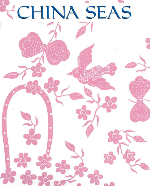 Birds II Pink on White Screen Printed Wallpaper | China Seas