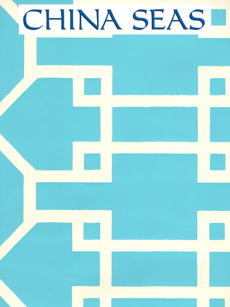 Brighton Reverse Turquoise on Off White Screen Printed Wallpaper | China Seas