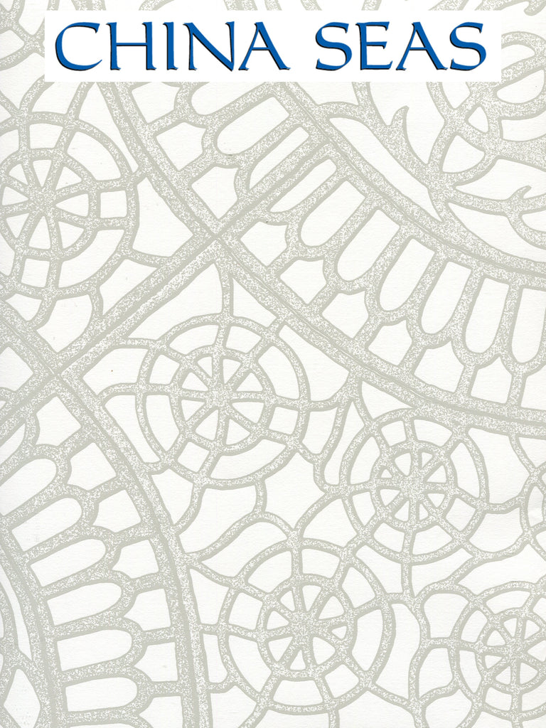 Camelot Gray_on_White Screen Printed Wallpaper | China Seas