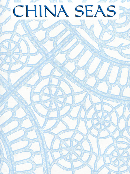 Camelot Light_Blue_on_White Screen Printed Wallpaper | China Seas