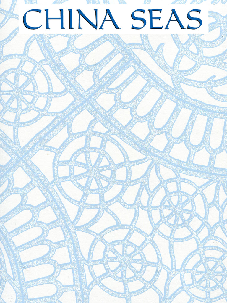 Camelot Light_Blue_on_White Screen Printed Wallpaper | China Seas