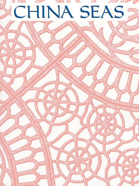 Camelot Pink_on_White Screen Printed Wallpaper | China Seas