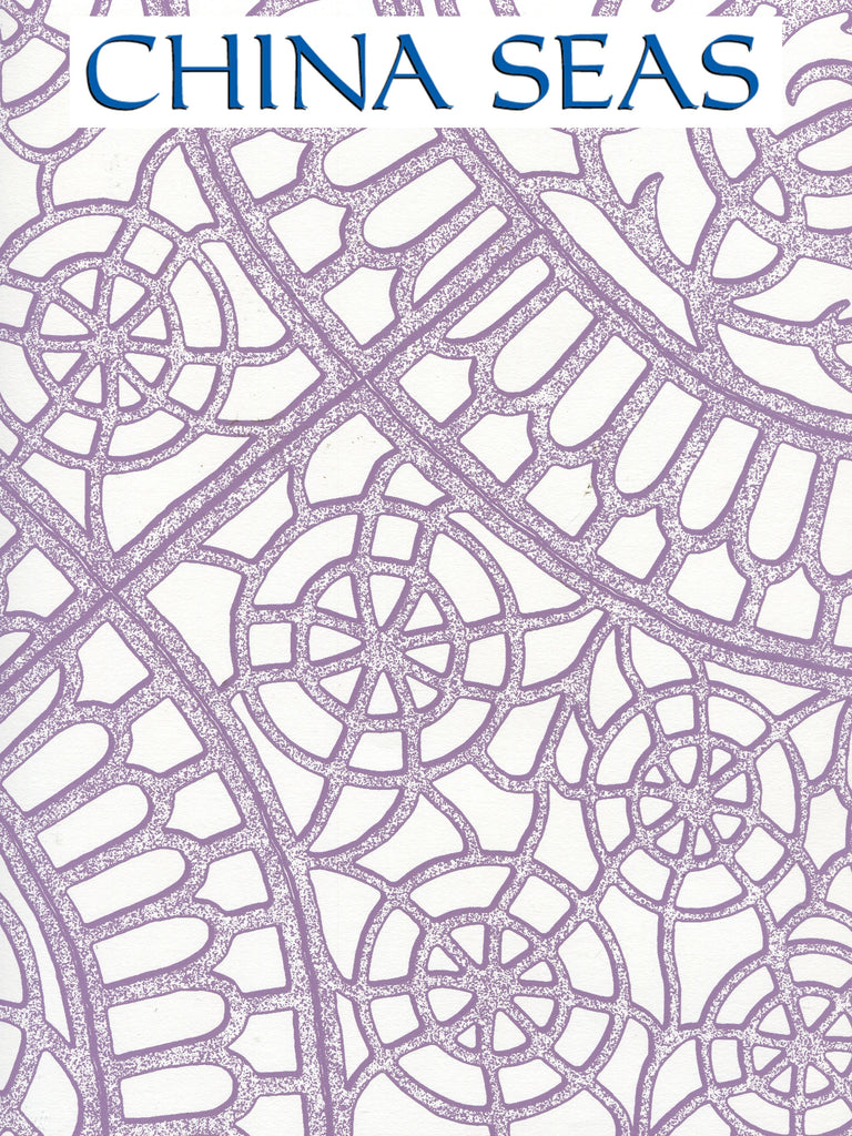 Camelot Purple_on_White Screen Printed Wallpaper | China Seas