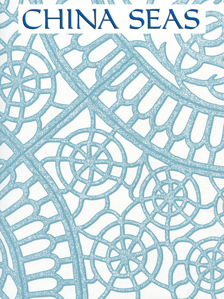 Camelot Turquoise_on_White Screen Printed Wallpaper | China Seas