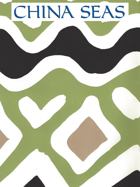 Cap Ferrat Jungle Green Taupe Black Screen Printed Wallpaper | China Seas