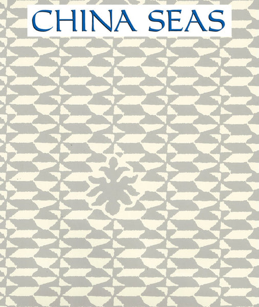 Carlo II Gray on Off White Screen Printed Wallpaper | China Seas