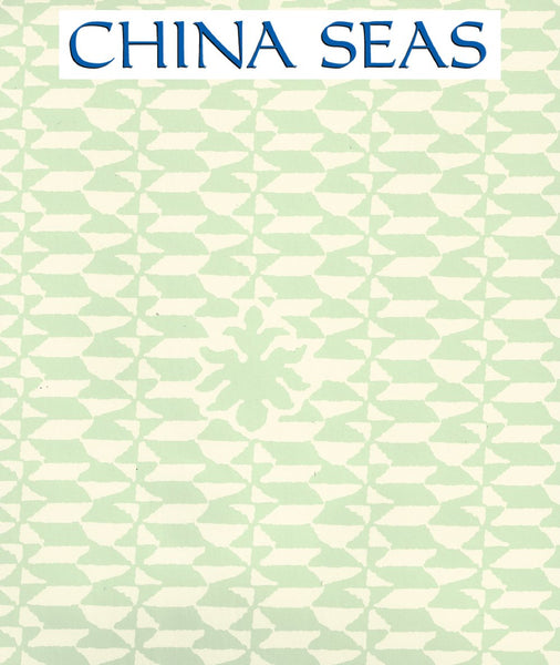 Carlo II Soft French Green on Off White Screen Printed Wallpaper | China Seas
