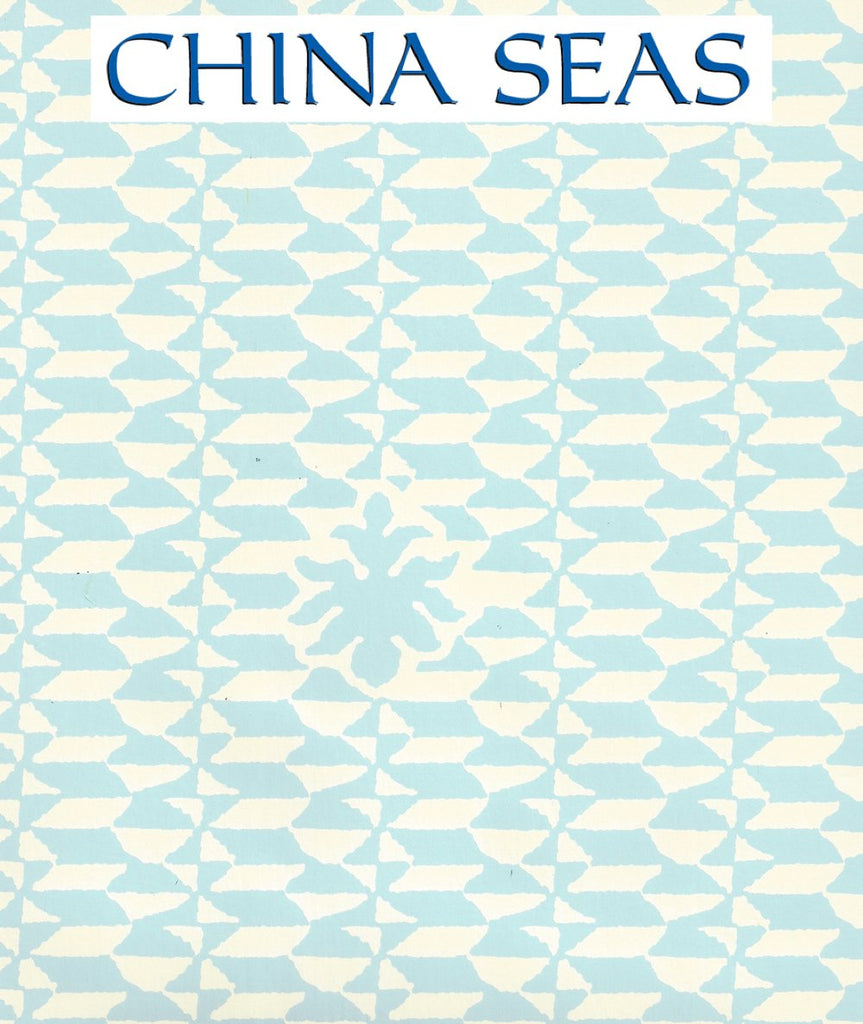 Carlo II Soft Windsor Blue on Off White Screen Printed Wallpaper | China Seas