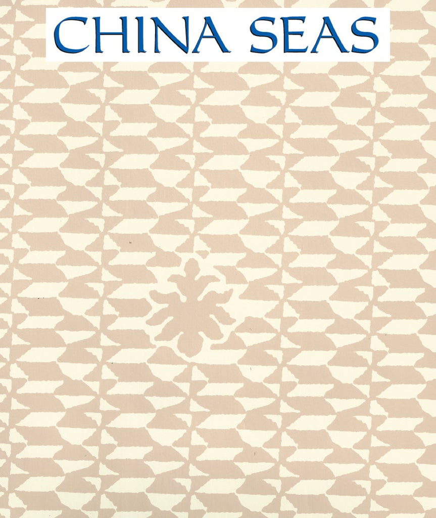 Carlo II Taupe on Off White Screen Printed Wallpaper | China Seas