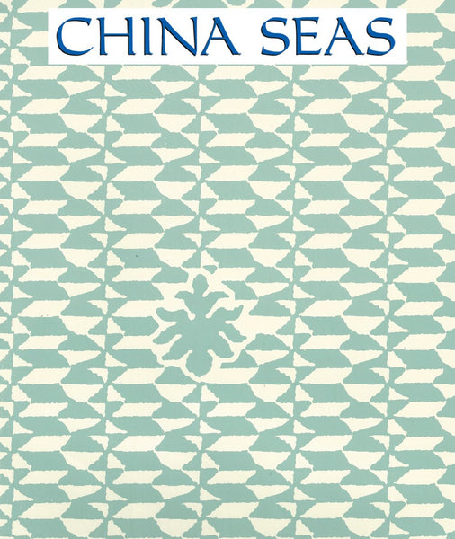 Carlo II Teal on Off White Screen Printed Wallpaper | China Seas