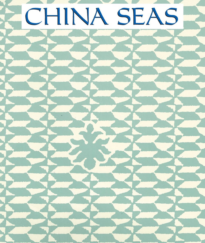 Carlo II Teal on Off White Screen Printed Wallpaper | China Seas