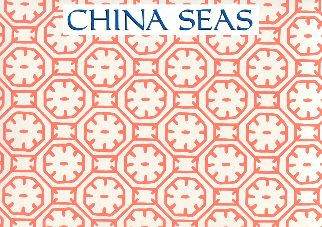 Ceylon Batik Navy on Almost White Screen Printed Wallpaper | China Seas