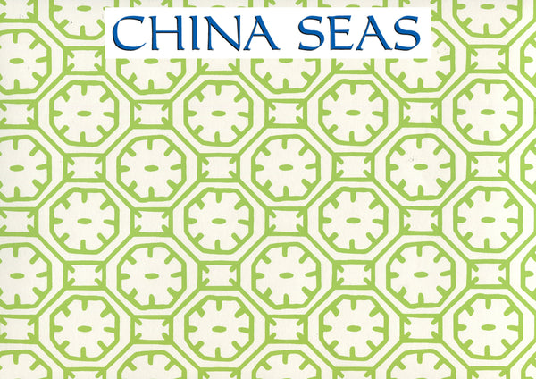 Ceylon Batik Turquoise on Almost White Screen Printed Wallpaper | China Seas