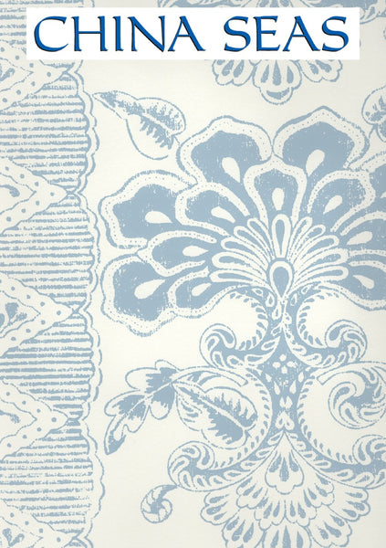 Chantilly Stripe Soft Windsor on Almost White Screen Printed Wallpaper | China Seas