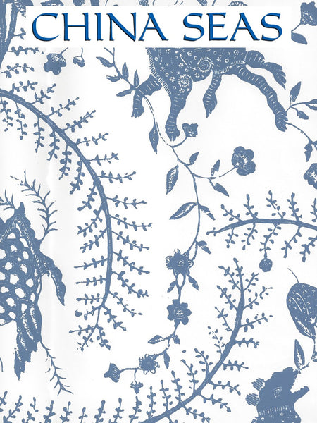 Cirebon II French Blue on White Screen Printed Wallpaper | China Seas