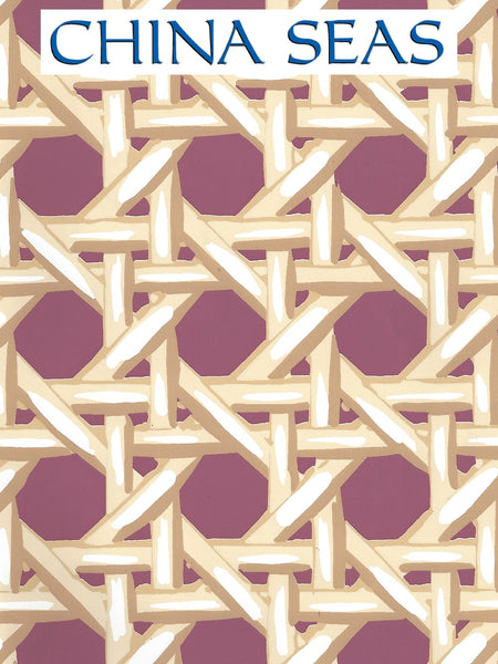 Club Cane Cream Taupe Brown Screen Printed Wallpaper | China Seas