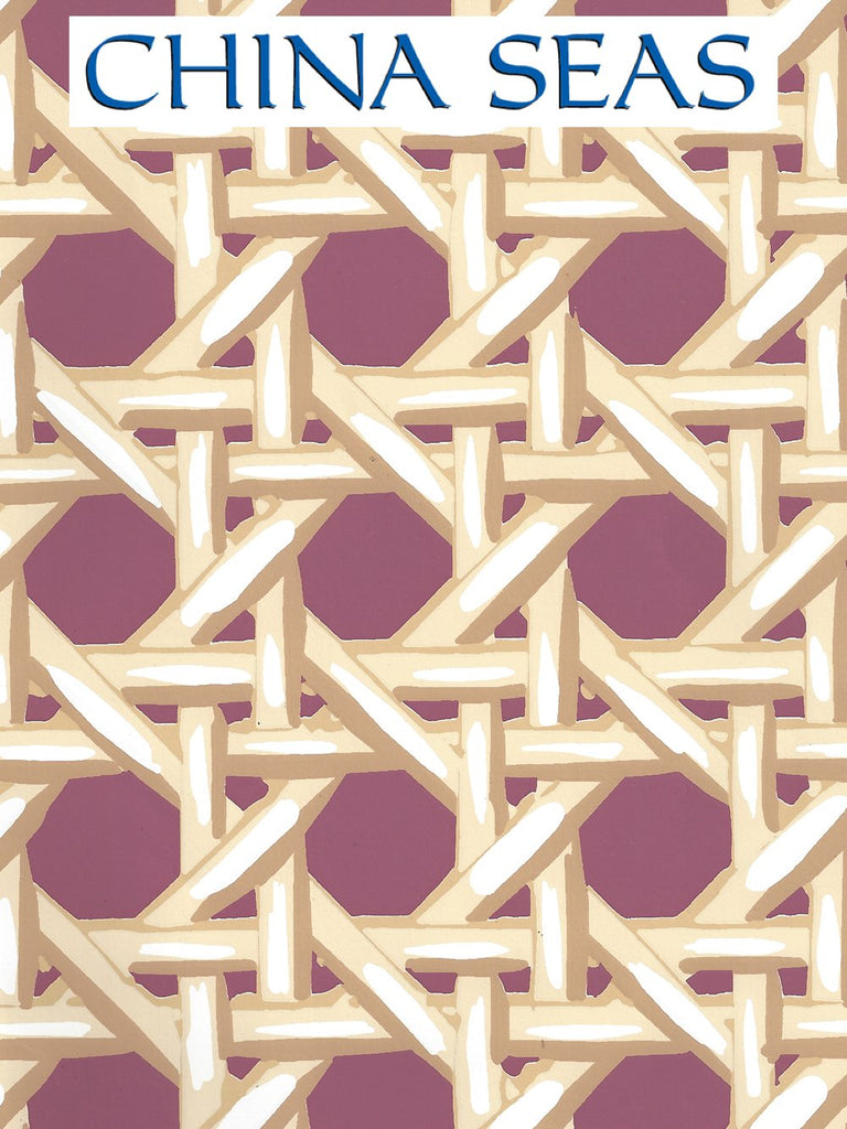 Club Cane Cream Taupe Brown Screen Printed Wallpaper | China Seas