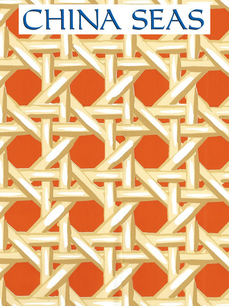 Club Cane Cream Taupe Eggplant Screen Printed Wallpaper | China Seas