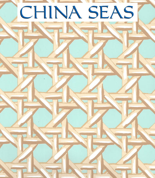 Club Cane Cream Taupe Peach Screen Printed Wallpaper | China Seas