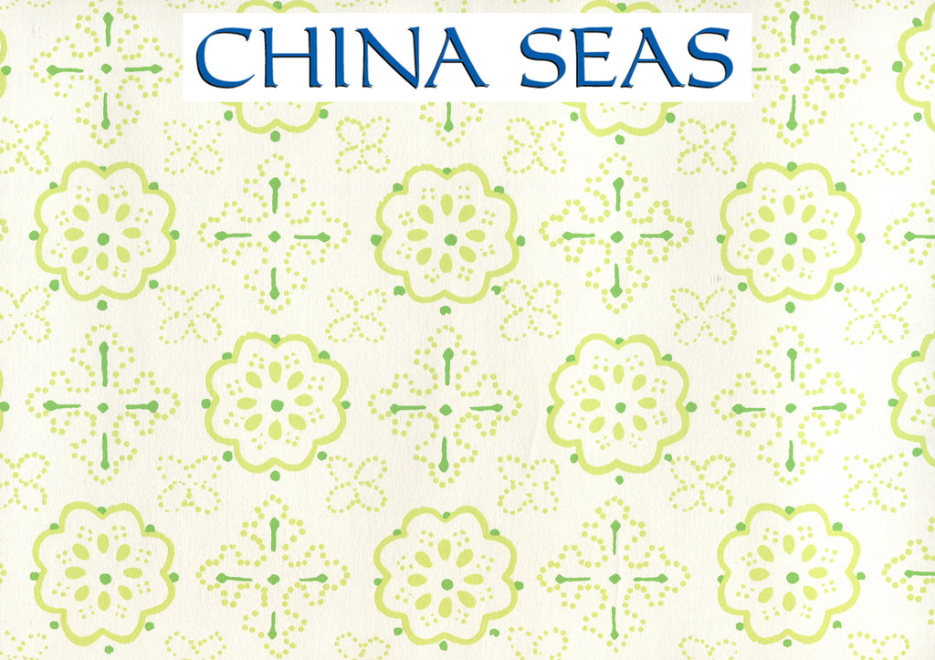 Crawford Multi Greens on Almost White Screen Printed Wallpaper | China Seas