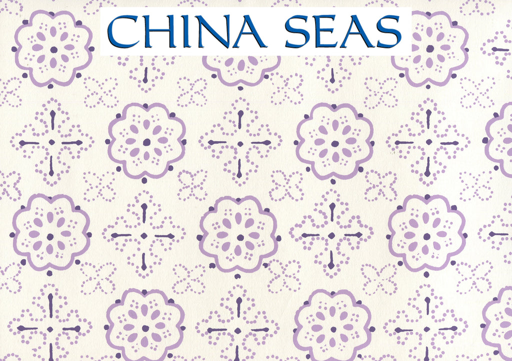 Crawford Multi Purple on Almost White Screen Printed Wallpaper | China Seas