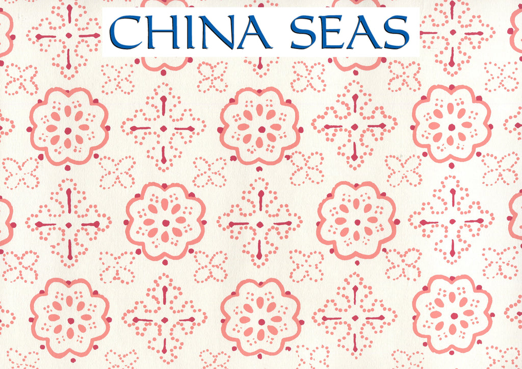 Crawford Multi Red Terracotta on Almost White Screen Printed Wallpaper | China Seas