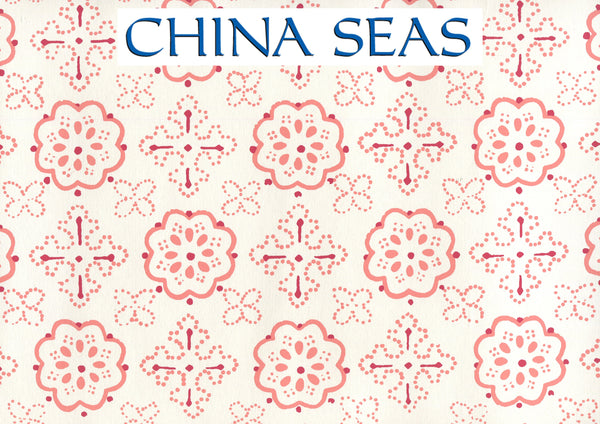 Crawford Multi Red Terracotta on Almost White Screen Printed Wallpaper | China Seas