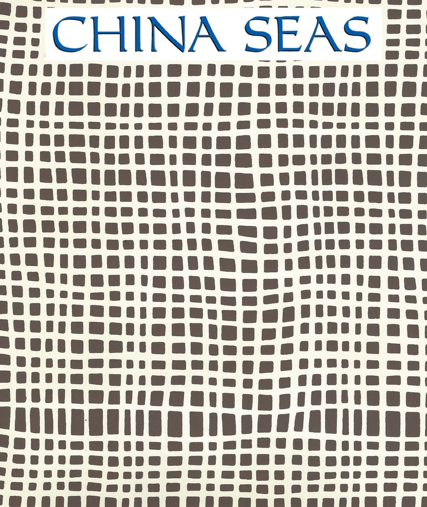 Criss Cross Brown on Off White Screen Printed Wallpaper | China Seas