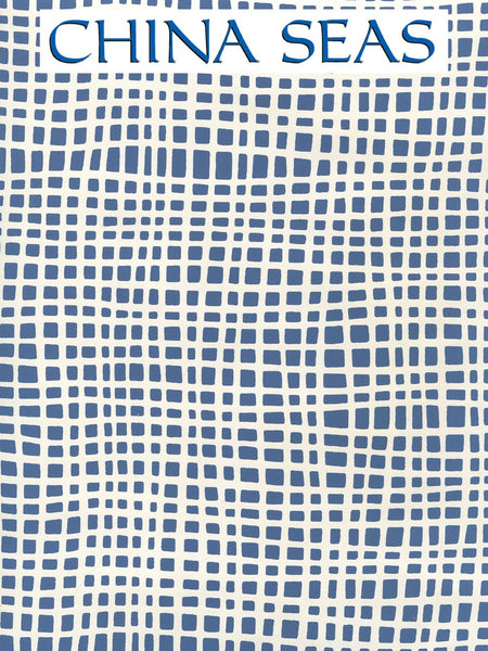Criss Cross Navy on Almost White Screen Printed Wallpaper | China Seas