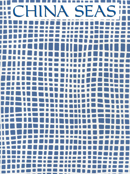 Criss Cross Navy on White Screen Printed Wallpaper | China Seas