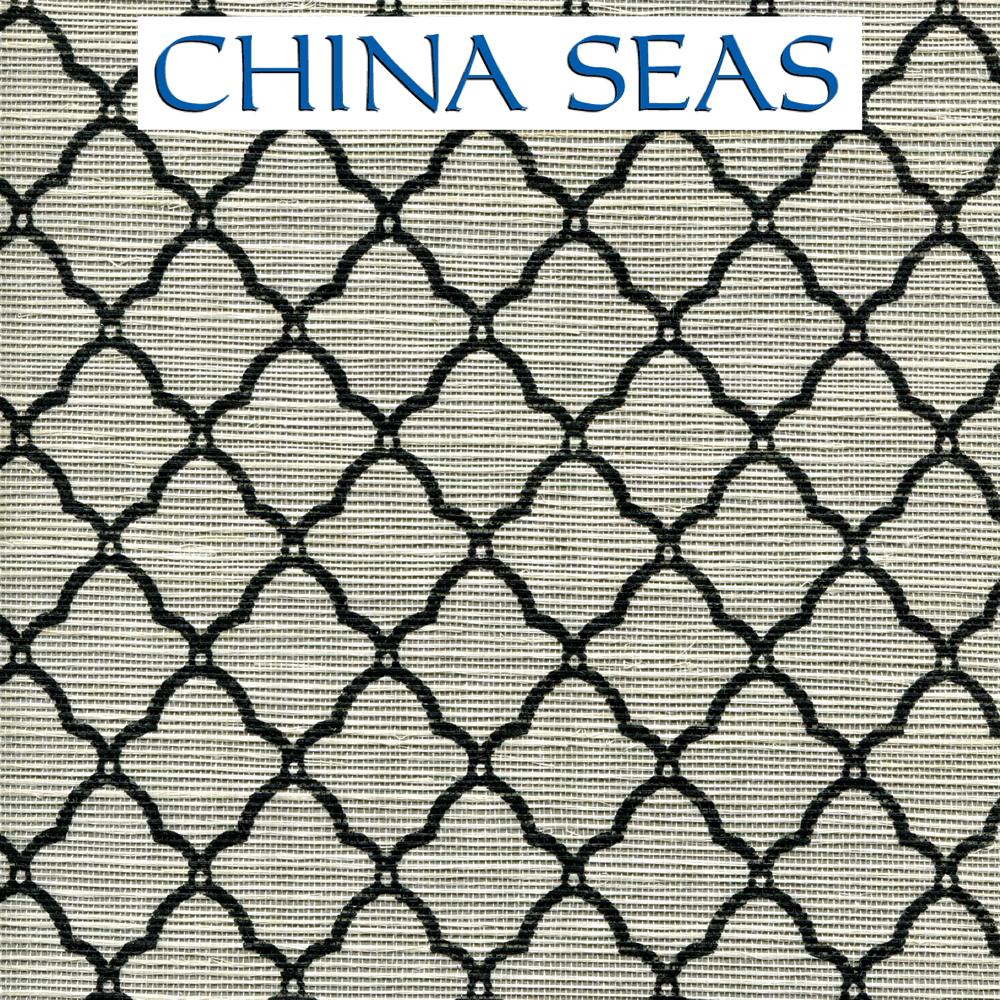 Cumberland on Grasscloth Metallic Gold Navy on Cream Screen Printed Wallpaper | China Seas