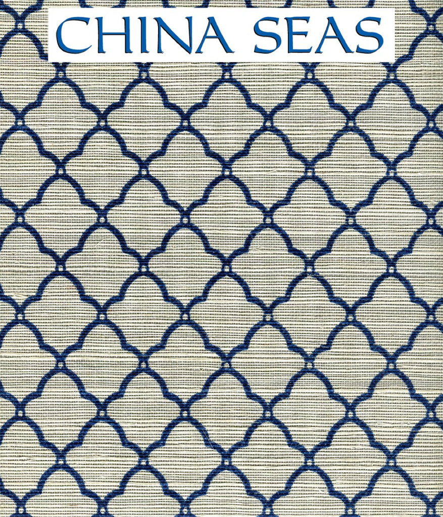 Cumberland on Grasscloth Pumice Navy on Cream Screen Printed Wallpaper | China Seas