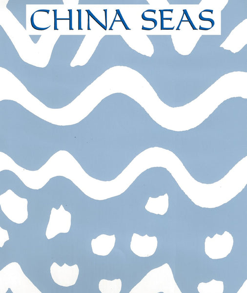Deauville Marine Blue on Almost White Screen Printed Wallpaper | China Seas