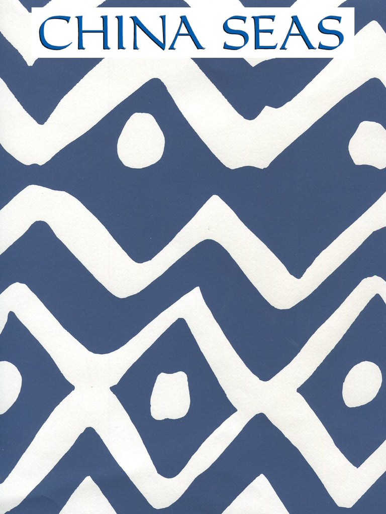 Deauville Navy on White Screen Printed Wallpaper | China Seas